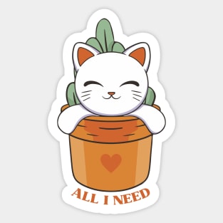 All I Need Is Cats and Plants Sticker